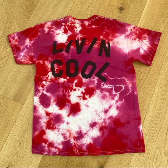 Livin Cool Tie Dye Short Sleeve Crew Neck Tee in Pink Red - Picture 4 of 4